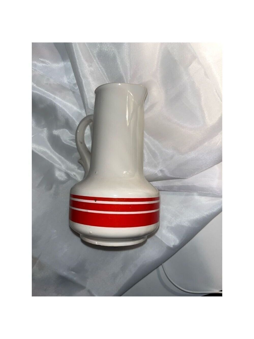 JAPAN vase spout handle red stripes Vintage